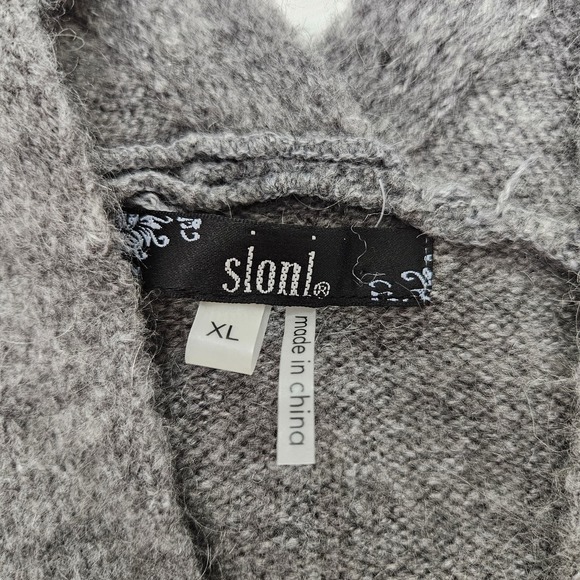 Sioni Women's Gray Mohair & Wool Blend Fur Accent Cardigan Sweater. Size XL - Picture 7 of 8